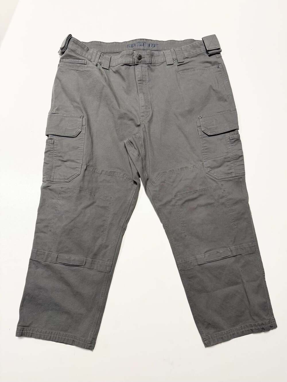 Duluth Trading Flex Fire Hose Men's 48x30 Gray Relaxed Fit Double Knee Cargo Wor